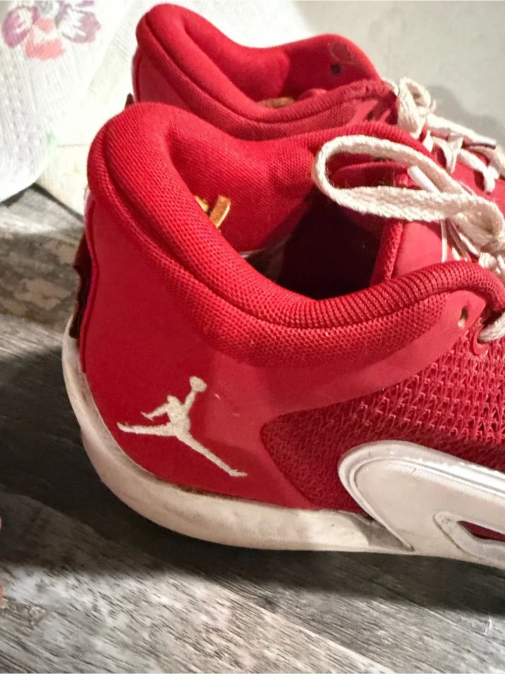 Jordan Red and White Women's Athletic Basketball Shoes